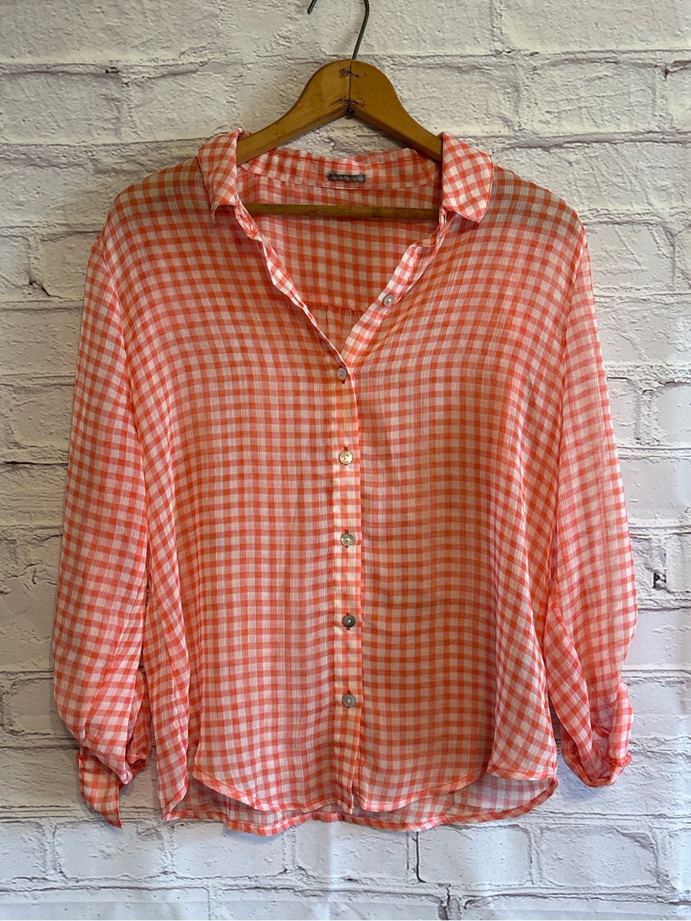 🌿5/$25 Charlotte Russe Coral and White Gingham Top